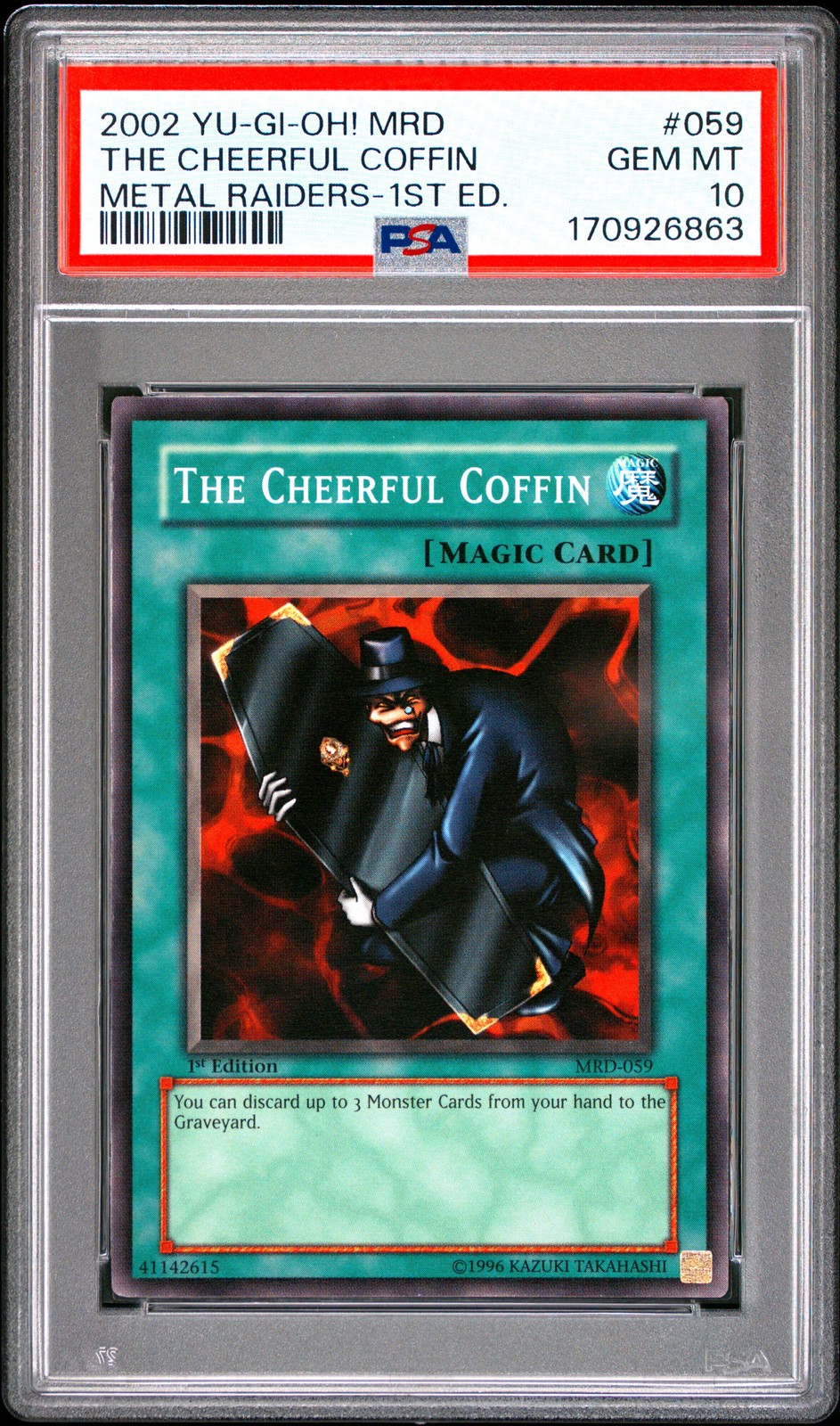 2002 Yu-Gi-Oh! Mrd-Metal Raiders 1st Edition #059 The Cheerful Coffin PSA 10
