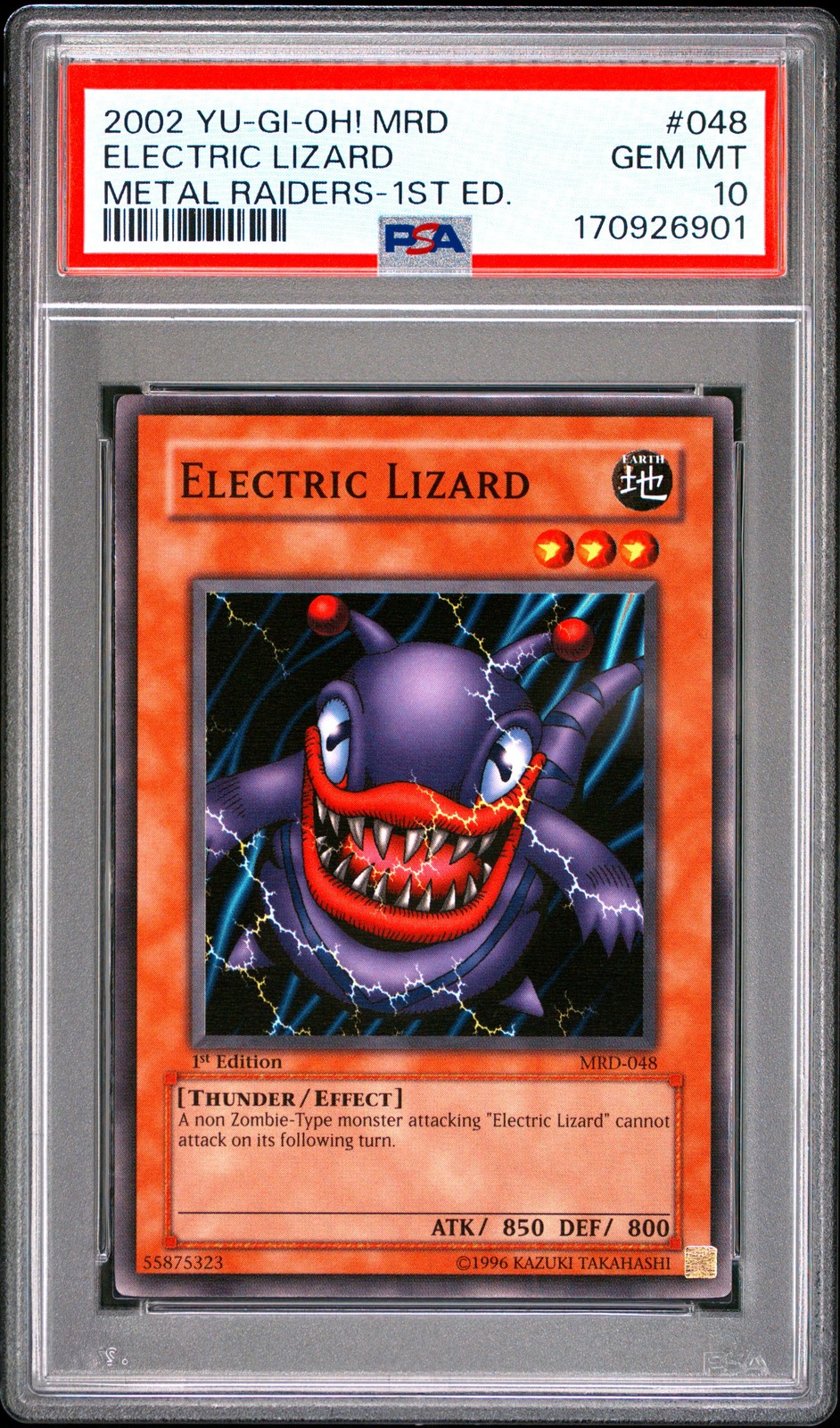 2002 Yu-Gi-Oh! Mrd-Metal Raiders 1st Edition #048 Electric Lizard PSA 10