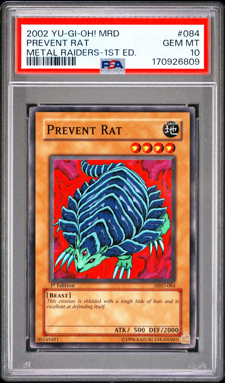 2002 Yu-Gi-Oh! Mrd-Metal Raiders 1st Edition #084 Prevent Rat PSA 10