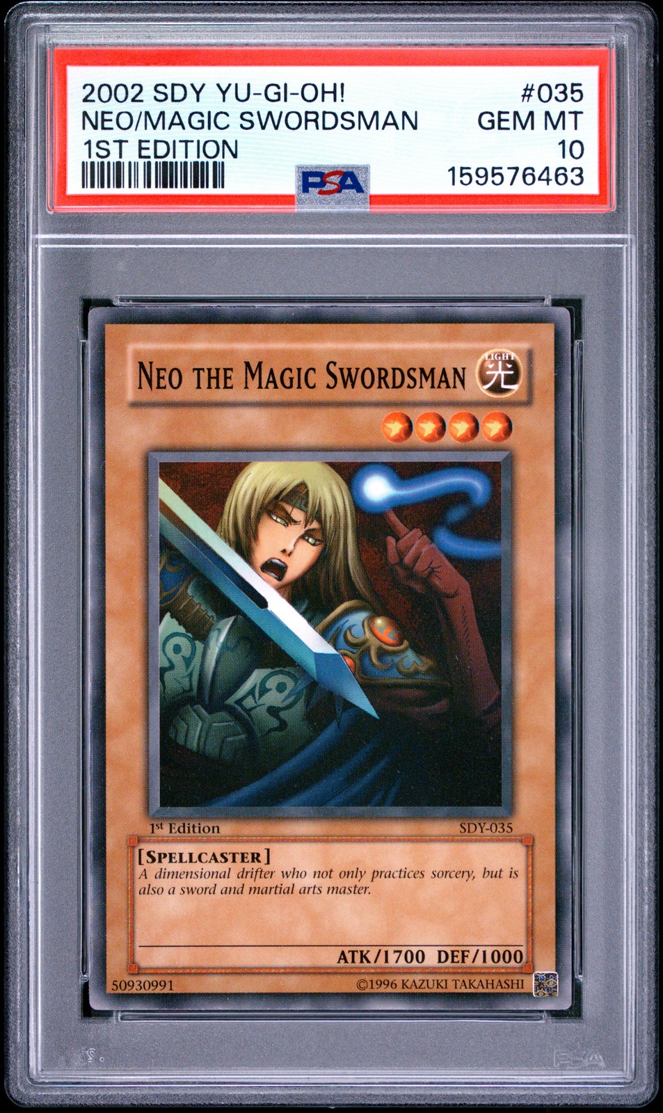 2002 Yu-Gi-Oh! Starter Deck: Yugi 1st Edition Neo The Magic Swordsman PSA 10