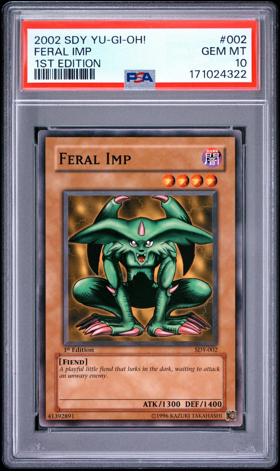 2002 Yu-Gi-Oh! Starter Deck: Yugi 1st Edition #002 Feral Imp PSA 10