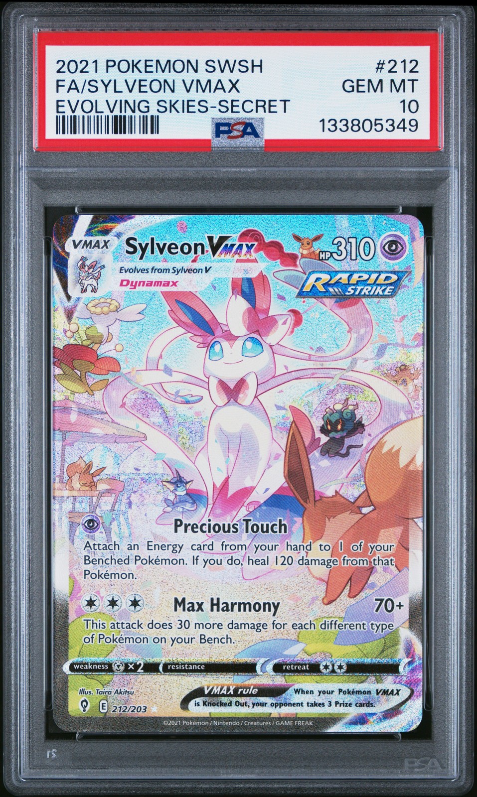 2021 Pokemon Sword & Shield Evolving Skies Secret Full Art/Sylveon VMAX PSA 10