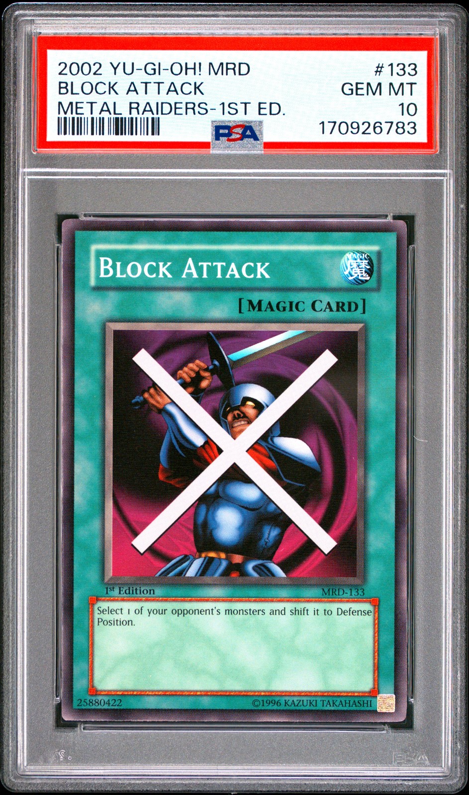2002 Yu-Gi-Oh! Mrd-Metal Raiders 1st Edition #133 Block Attack PSA 10