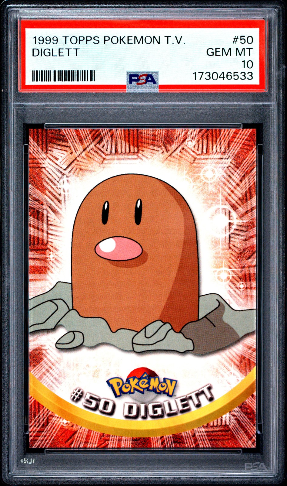 1999 Topps Pokemon Tv #50 Diglett PSA 10