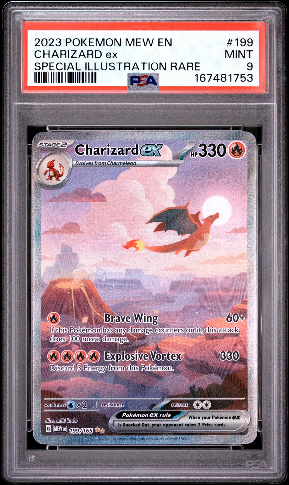 2023 Pokemon Mew EN-151 Special Illustration Rare #199 Charizard EX PSA 9