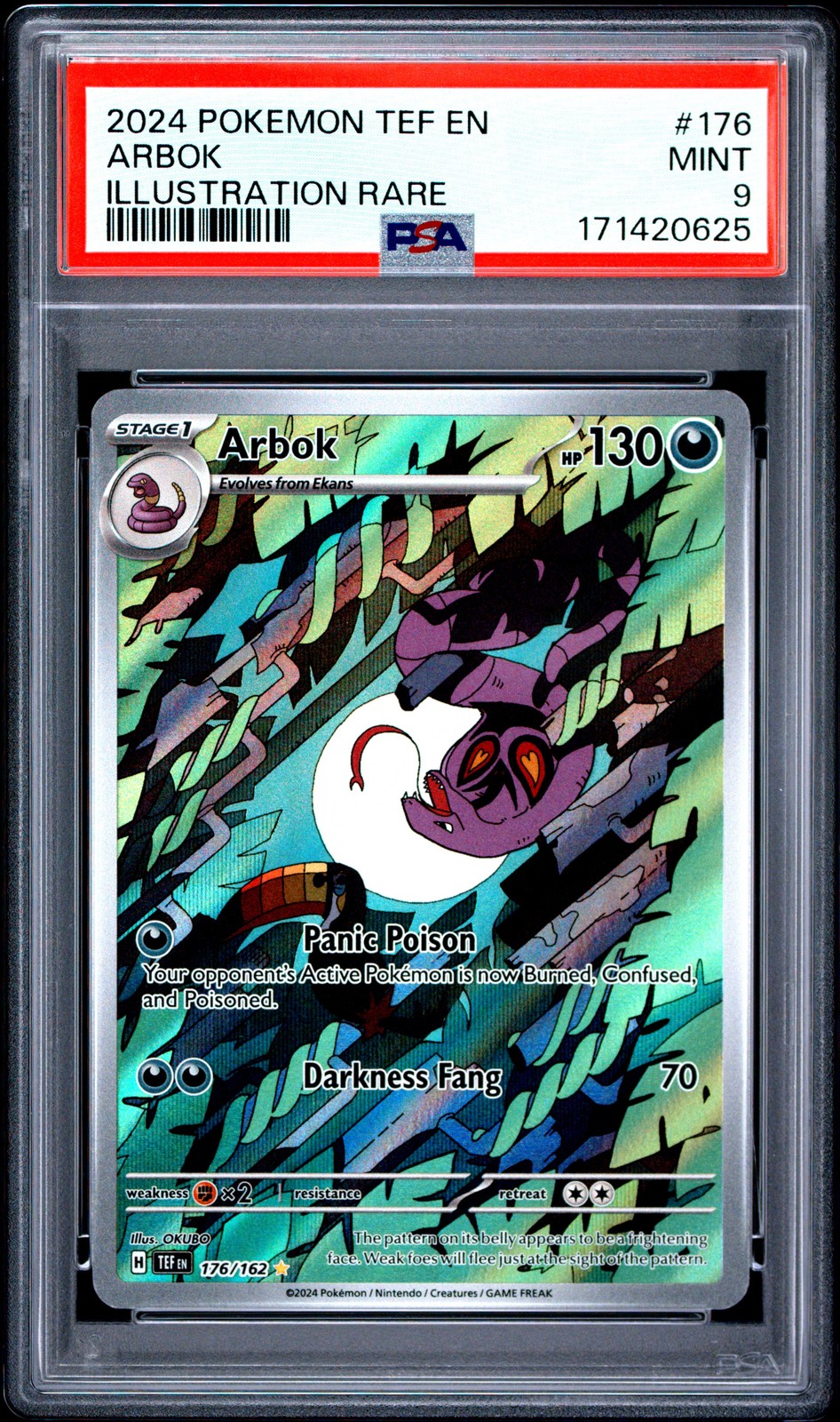 2024 Pokemon Tef En-Temporal Forces Illustration Rare #176 Arbok PSA 9