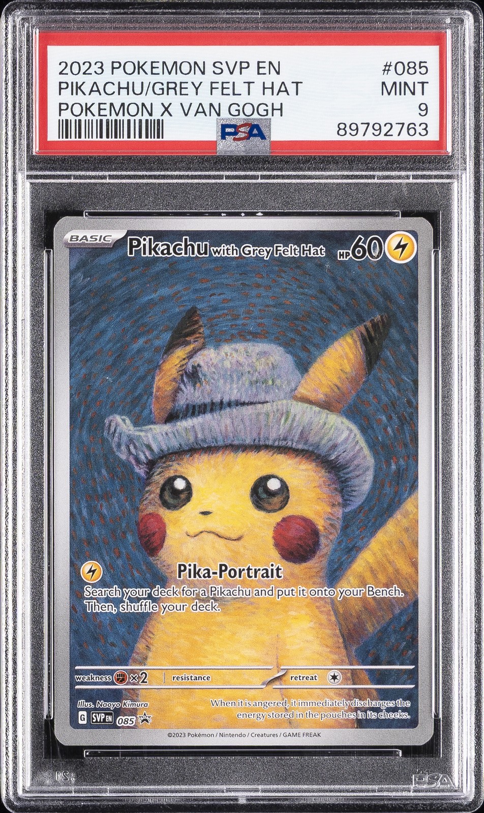 2023 Pokemon Svp En-Sv Black Star Promo #085 Pikachu With Grey Felt Hat PSA 9