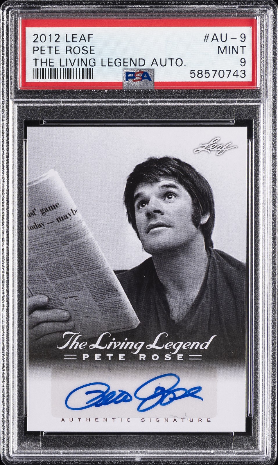 2012 Leaf The Living Legend Auto #AU-9 Pete Rose PSA 9 Auto