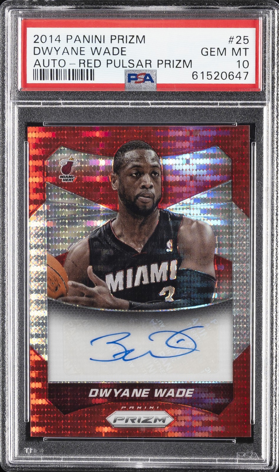 2014 Panini Prizm Autos Red Pulsar Prizm #25 Dwyane Wade #/149 PSA 10 Auto